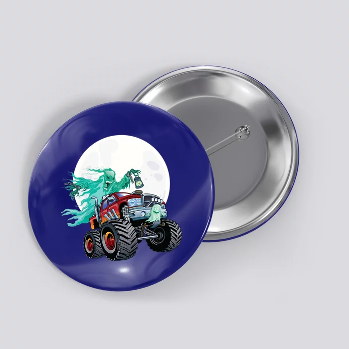 Ghost Monster Truck Funny Creepy Halloween Spirit Scary Gift Button