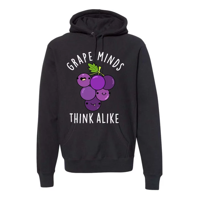 Grape Minds Think Alike Funny Fruit Pun Premium Hoodie