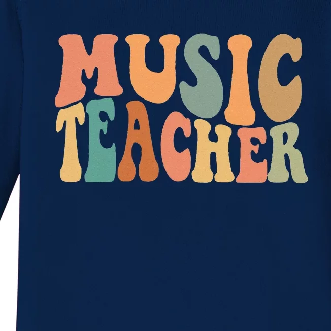 Groovy Music Teacher Cute Back To School Supplies Women Baby Long Sleeve Bodysuit