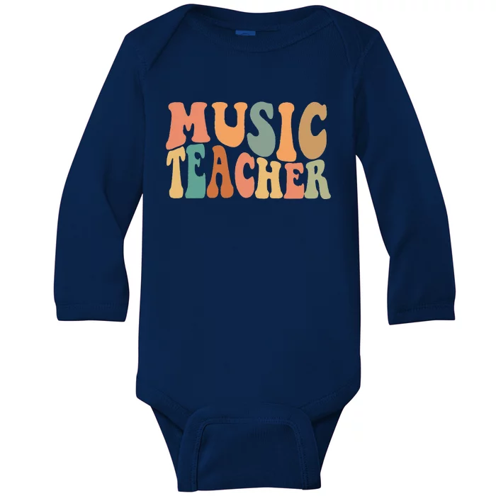 Groovy Music Teacher Cute Back To School Supplies Women Baby Long Sleeve Bodysuit