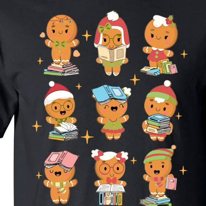 Gingerbread Man Teacher Christmas Reading Book Librarian Tall T-Shirt