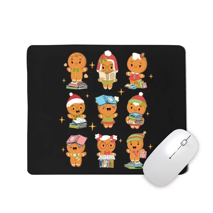 Gingerbread Man Teacher Christmas Reading Book Librarian Mousepad