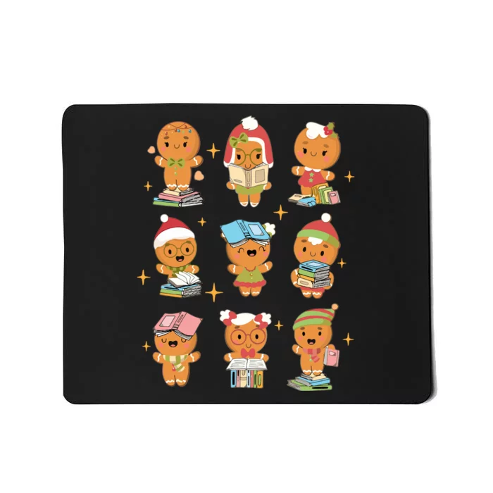 Gingerbread Man Teacher Christmas Reading Book Librarian Mousepad