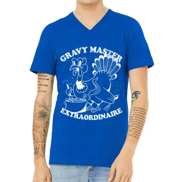 Gravy Master Thanksgiving Turkey Retro Vintage Food Family Funny Gift V-Neck T-Shirt