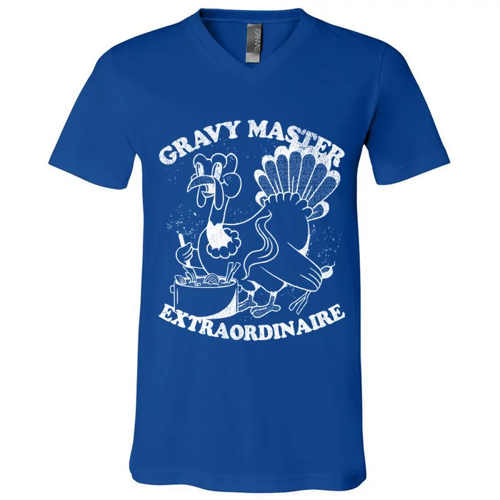 Gravy Master Thanksgiving Turkey Retro Vintage Food Family Funny Gift V-Neck T-Shirt