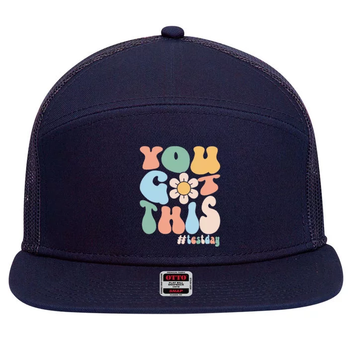 Groovy Motivational Testing Day Teacher Student You Got This 7 Panel Mesh Trucker Snapback Hat