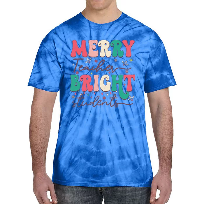 Groovy Merry Teacher Bright Students Funny Christmas Teacher Gift Tie-Dye T-Shirt