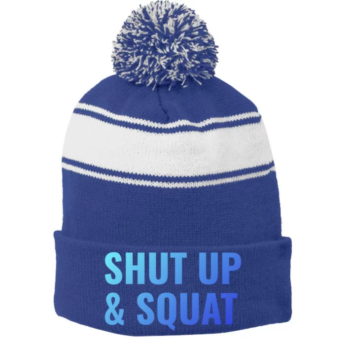 Gym Motivation To Do Squats Gift Stripe Pom Pom Beanie