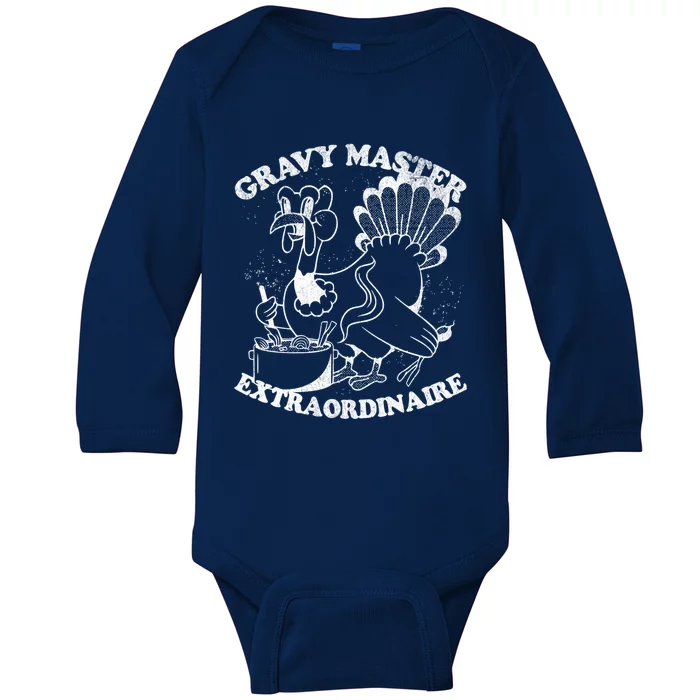 Gravy Master Thanksgiving Turkey Retro Vintage Food Family Baby Long Sleeve Bodysuit