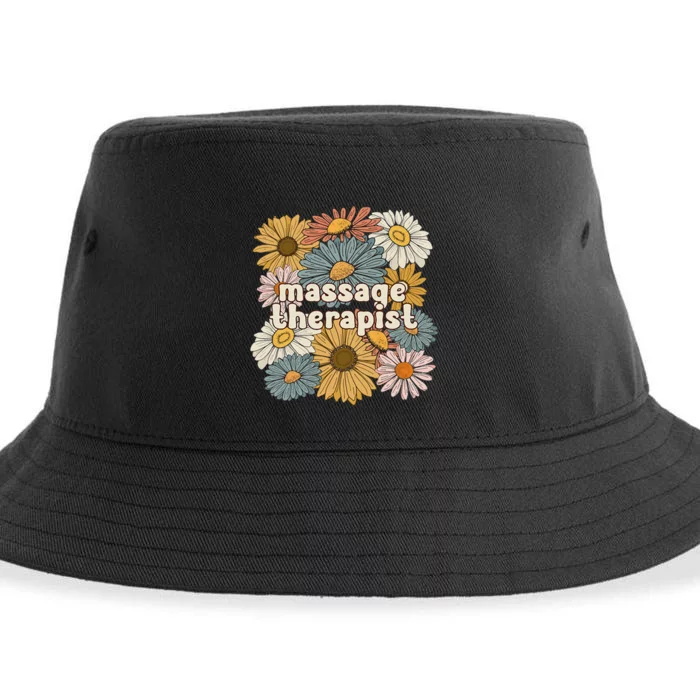 Groovy Massage Therapist Flowers Massage Therapy Sustainable Bucket Hat