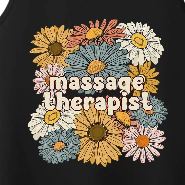 Groovy Massage Therapist Flowers Massage Therapy Performance Tank