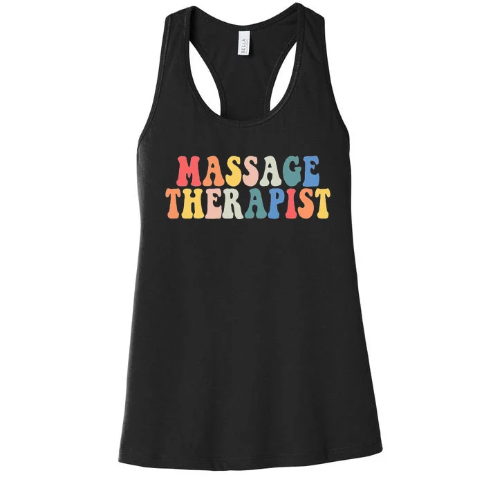 Groovy Massage Therapist Pocket Muscle Massage Therapy Squad Women's Racerback Tank