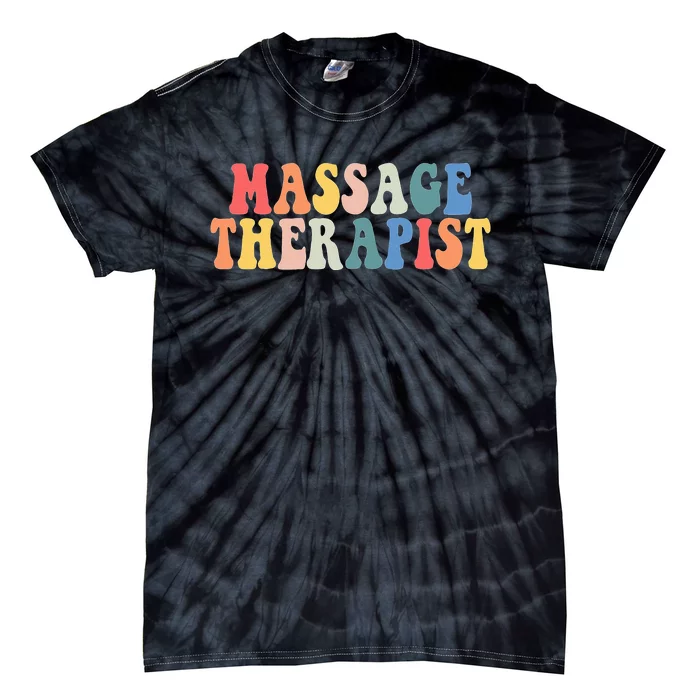 Groovy Massage Therapist Pocket Muscle Massage Therapy Squad Tie-Dye T-Shirt