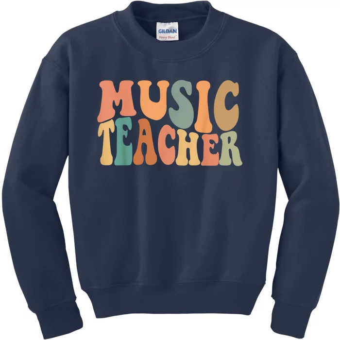 Groovy Music Teacher Cute Back to School Supplies Wo Kids Sweatshirt