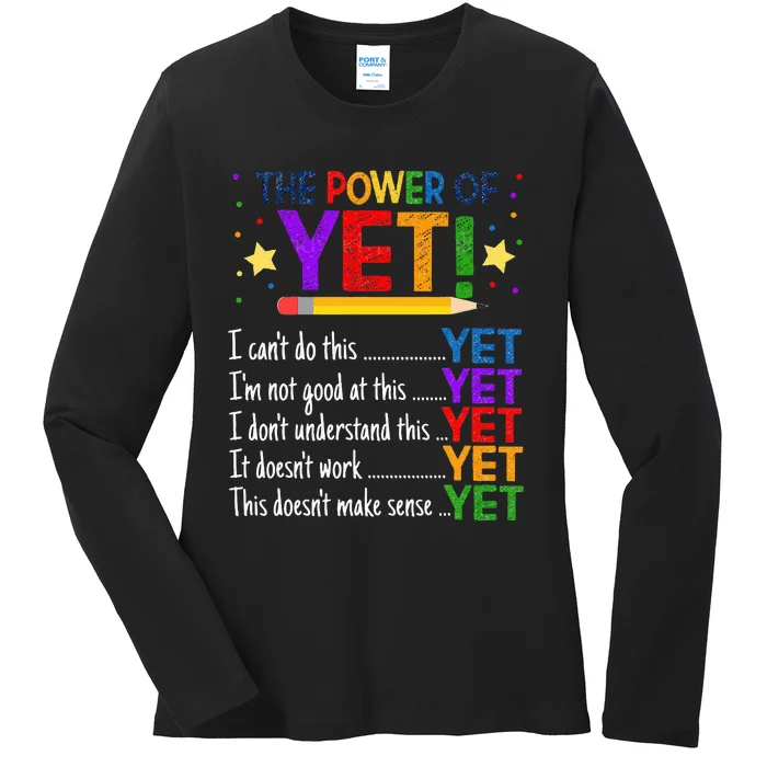 Growth Mindset Teacher Kindness Power Of Yet Inspirational Ladies Long Sleeve Shirt