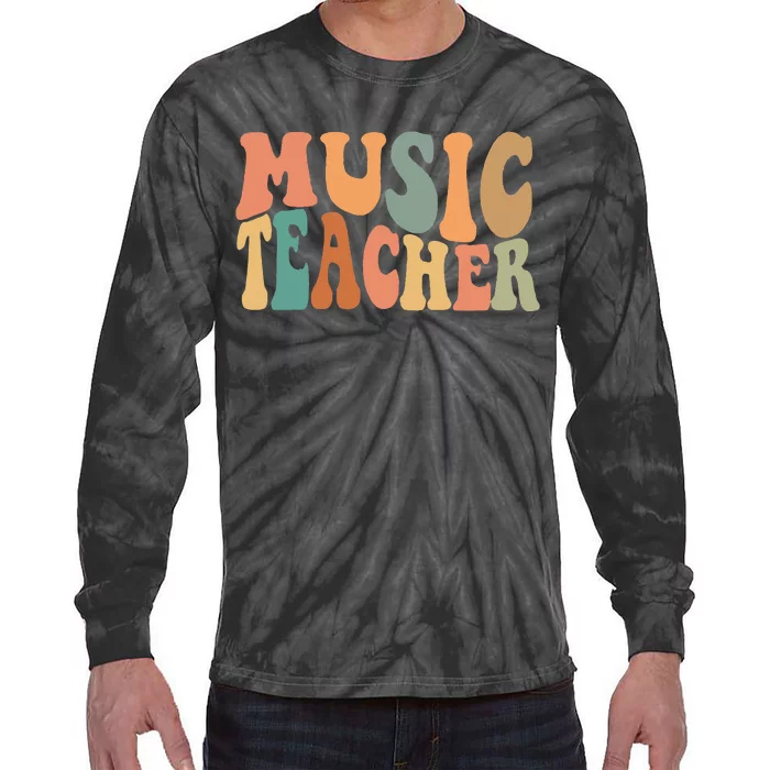 Groovy Music Teacher Cute Back to School Supplies Tie-Dye Long Sleeve Shirt