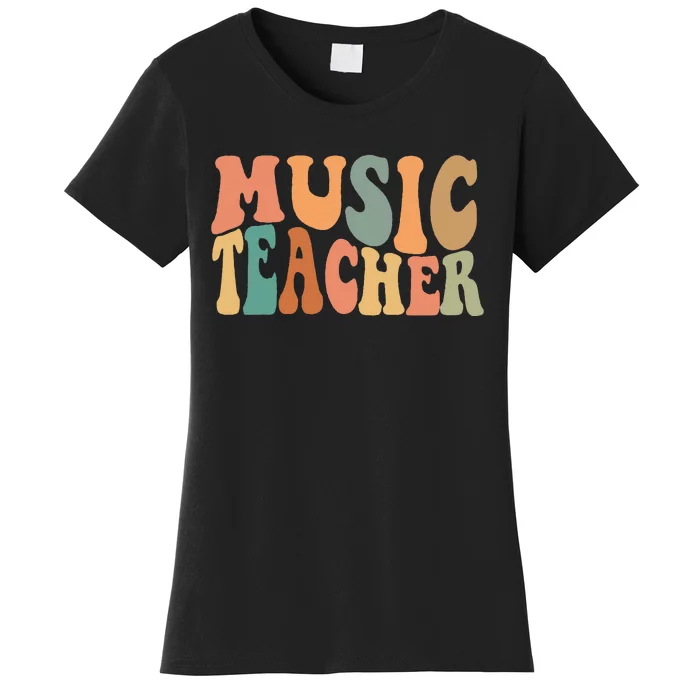 Groovy Music Teacher Cute Back to School Supplies Women's T-Shirt