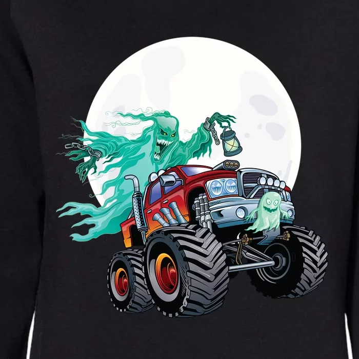 Ghost Monster Truck Funny Creepy Halloween Spirit Scary Gift Womens California Wash Sweatshirt