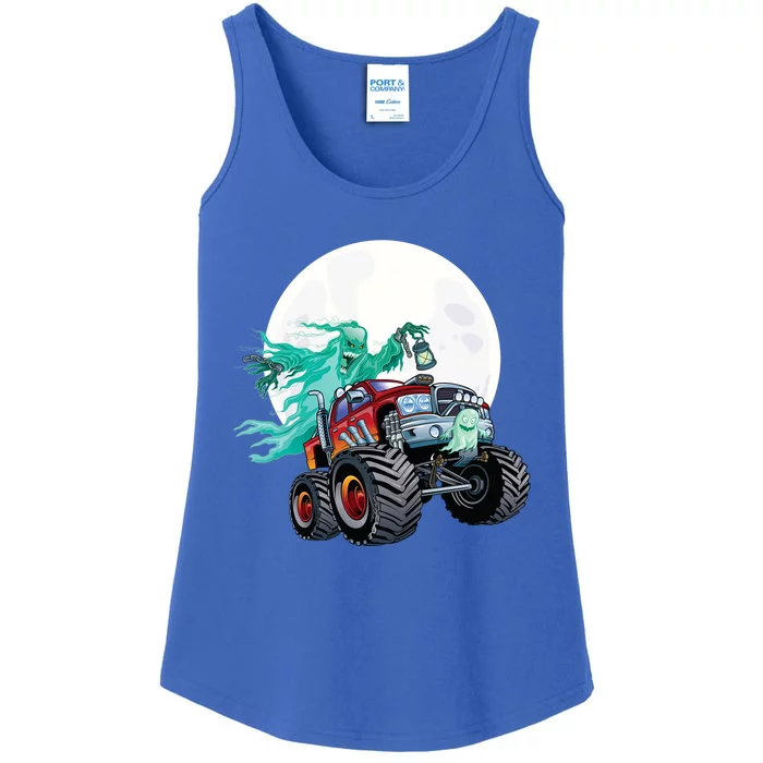 Ghost Monster Truck Funny Creepy Halloween Spirit Scary Gift Ladies Essential Tank