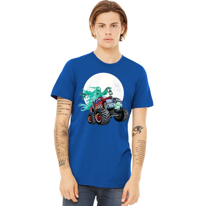 Ghost Monster Truck Funny Creepy Halloween Spirit Scary Gift Premium T-Shirt