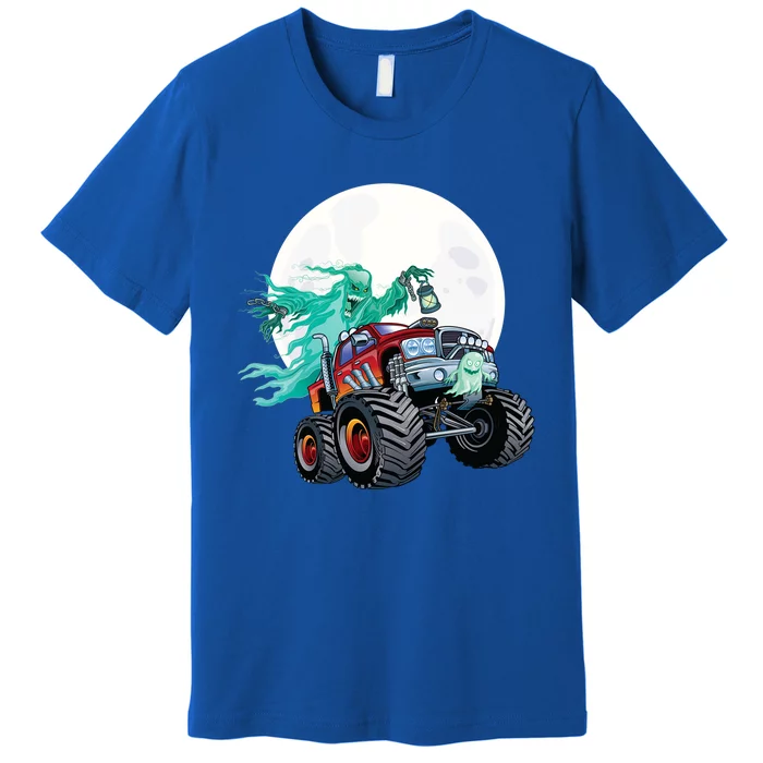 Ghost Monster Truck Funny Creepy Halloween Spirit Scary Gift Premium T-Shirt