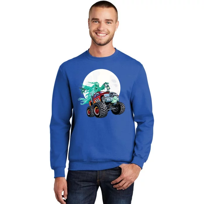 Ghost Monster Truck Funny Creepy Halloween Spirit Scary Gift Tall Sweatshirt