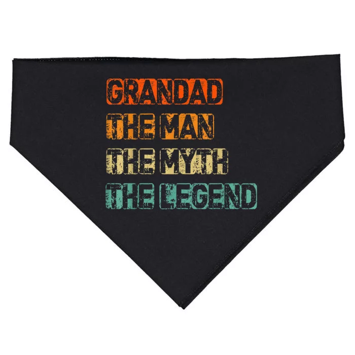 Grandad Man The Myth Legend Fathers Day USA-Made Doggie Bandana