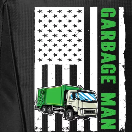 Garbage Man US Flag Garbage Truck City Backpack