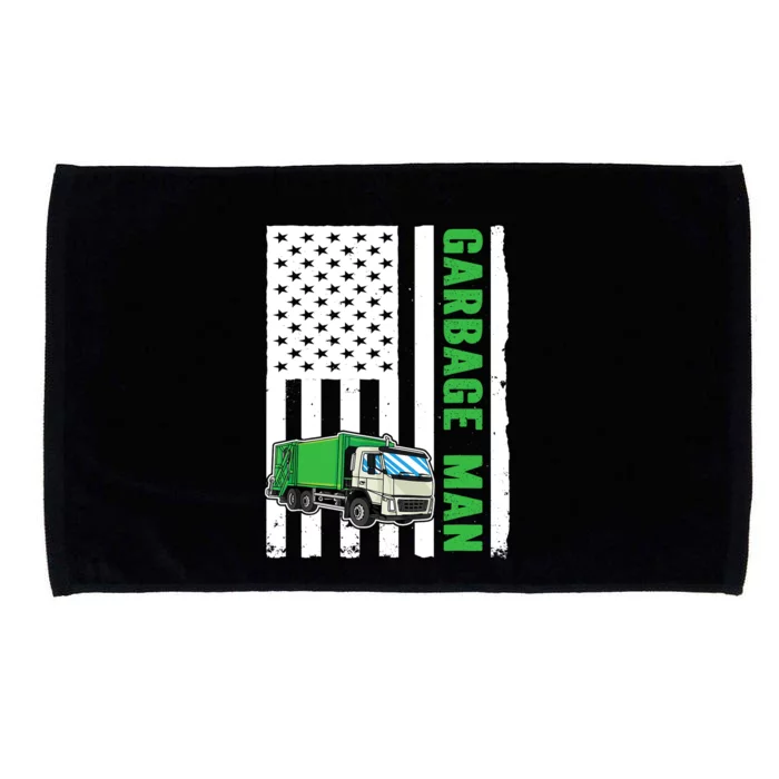 Garbage Man US Flag Garbage Truck Microfiber Hand Towel