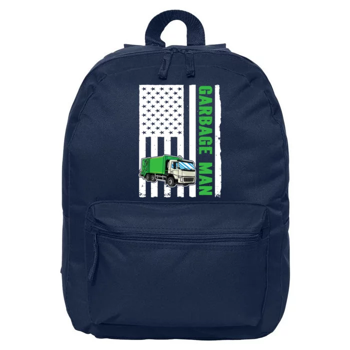 Garbage Man US Flag Garbage Truck 16 in Basic Backpack