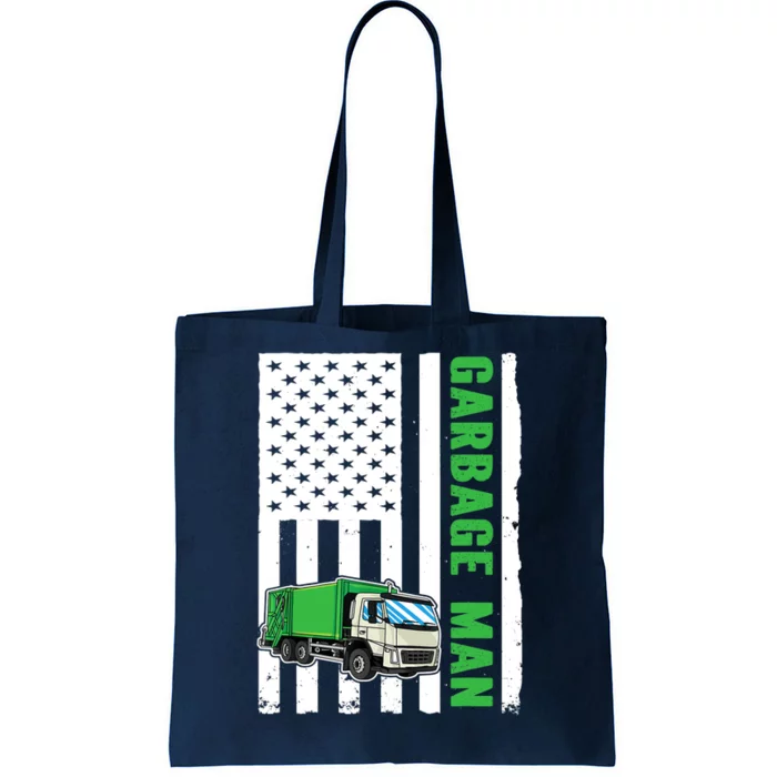 Garbage Man US Flag Garbage Truck Tote Bag