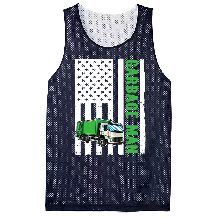 Garbage Man US Flag Garbage Truck Mesh Reversible Basketball Jersey Tank