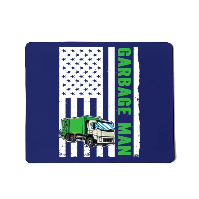 Garbage Man US Flag Garbage Truck Mousepad