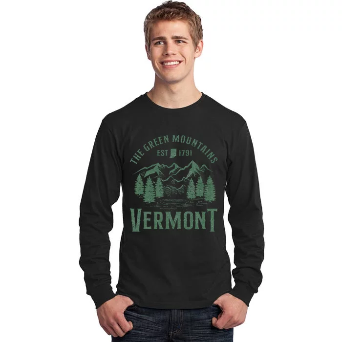 Green Mountains Vermont Family Vacation Hiking Vintage Tall Long Sleeve T-Shirt