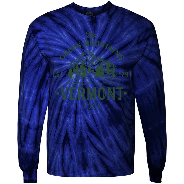 Green Mountains Vermont Vacation Tie-Dye Long Sleeve Shirt