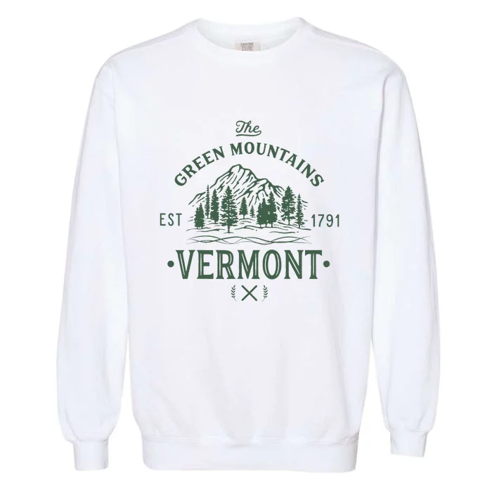 Green Mountains Vermont Vacation Garment-Dyed Sweatshirt