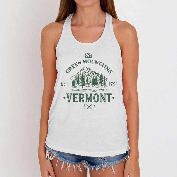 Green Mountains Vermont Vacation Women's Knotted Racerback Tank