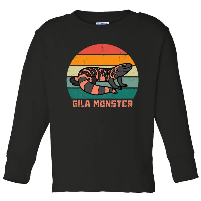 Gila Monster Vintage Sunset Gila Monster Toddler Long Sleeve Shirt