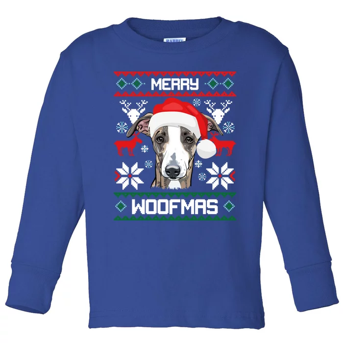 Greyhound Merry Woofmas Gift For Christmas Clothes Xmas Cool Gift Toddler Long Sleeve Shirt