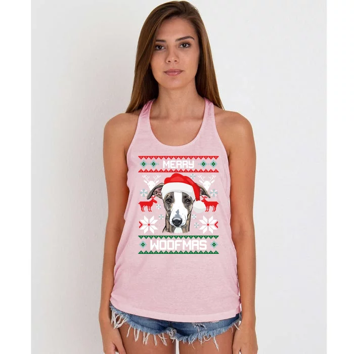 Greyhound Merry Woofmas Gift For Christmas Clothes Xmas Cool Gift Women's Knotted Racerback Tank