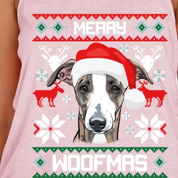 Greyhound Merry Woofmas Gift For Christmas Clothes Xmas Cool Gift Women's Knotted Racerback Tank