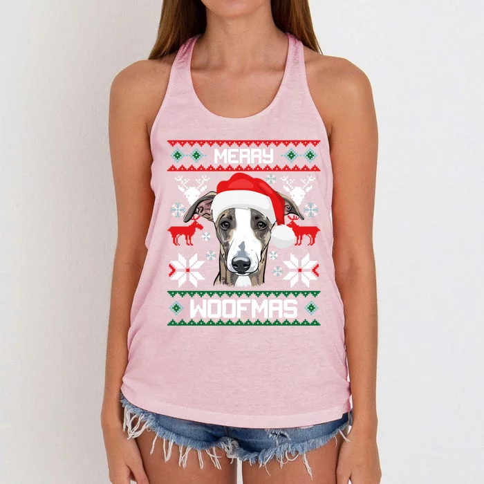 Greyhound Merry Woofmas Gift For Christmas Clothes Xmas Cool Gift Women's Knotted Racerback Tank