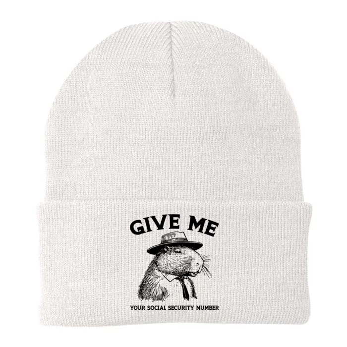 Give Me Your Social Security Number Funny Capybara Retro Knit Cap Winter Beanie