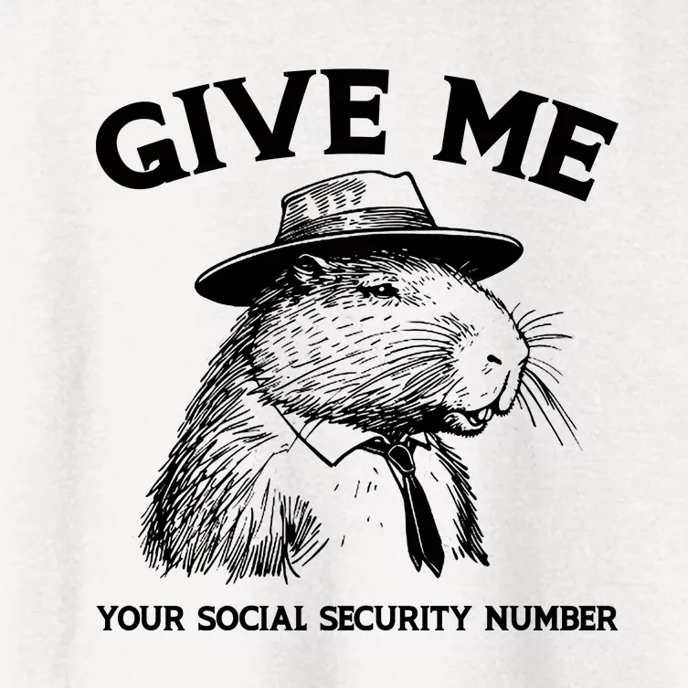 Give Me Your Social Security Number Funny Capybara Retro Women's Crop Top Tee