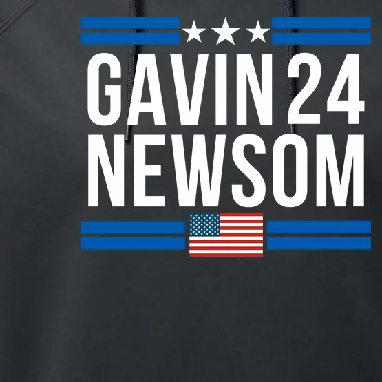 Gavin Newsom 2024 President Men Women Vote Gavin Newsom 2024 Performance Fleece Hoodie