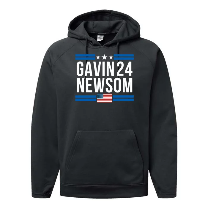 Gavin Newsom 2024 President Men Women Vote Gavin Newsom 2024 Performance Fleece Hoodie