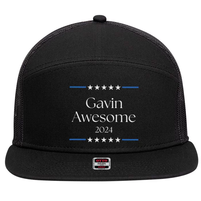 Gavin Nesom 2024 Run Gavin Run Patriotic Gift For Democrat Election 7 Panel Mesh Trucker Snapback Hat