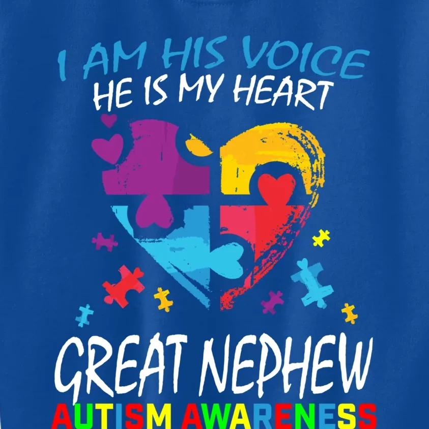 Great Nephew Autism Awareness Puzzle Piece Heart Aunt Uncle Gift Kids Sweatshirt