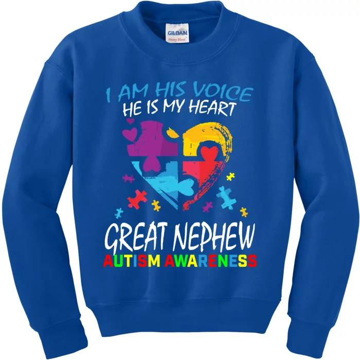 Great Nephew Autism Awareness Puzzle Piece Heart Aunt Uncle Gift Kids Sweatshirt