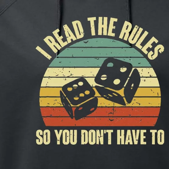 Game Night Adults Funny Board Games I Read The Rules Performance Fleece Hoodie